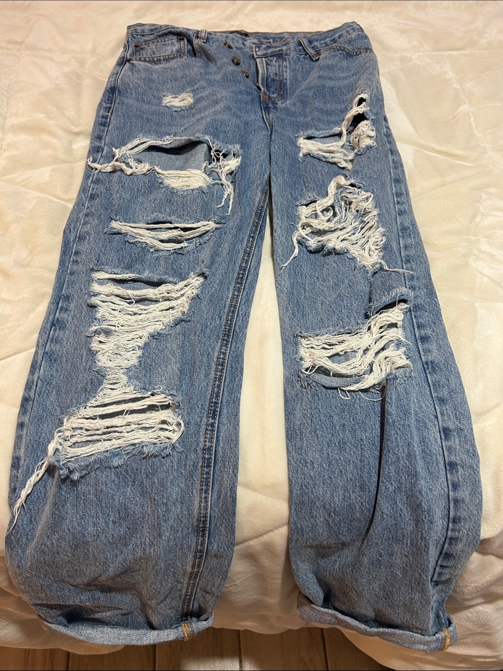Rue21 Light Blue Distressed Boyfriend Jeans